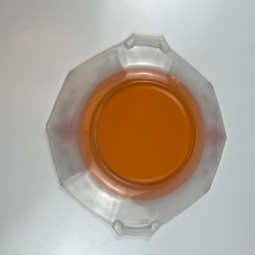 Art Deco handle serving bowl and plate octogonal 30s dish inverted orange paint - Picture 8 of 14